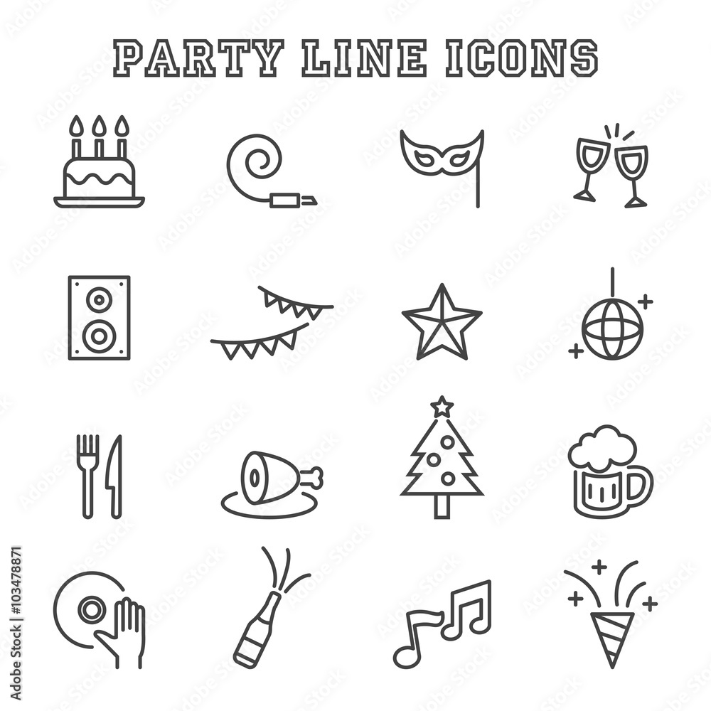 Fototapeta premium party line icons