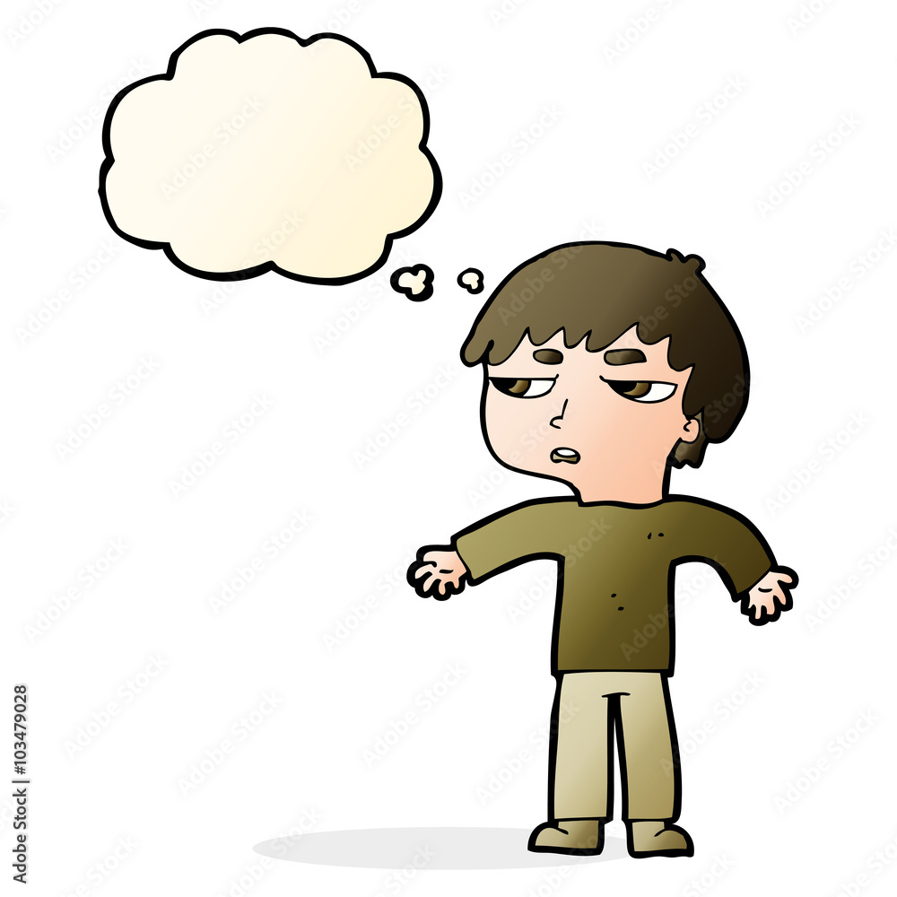 cartoon annoyed boy with thought bubble cartoon annoyed boy with thought bubble