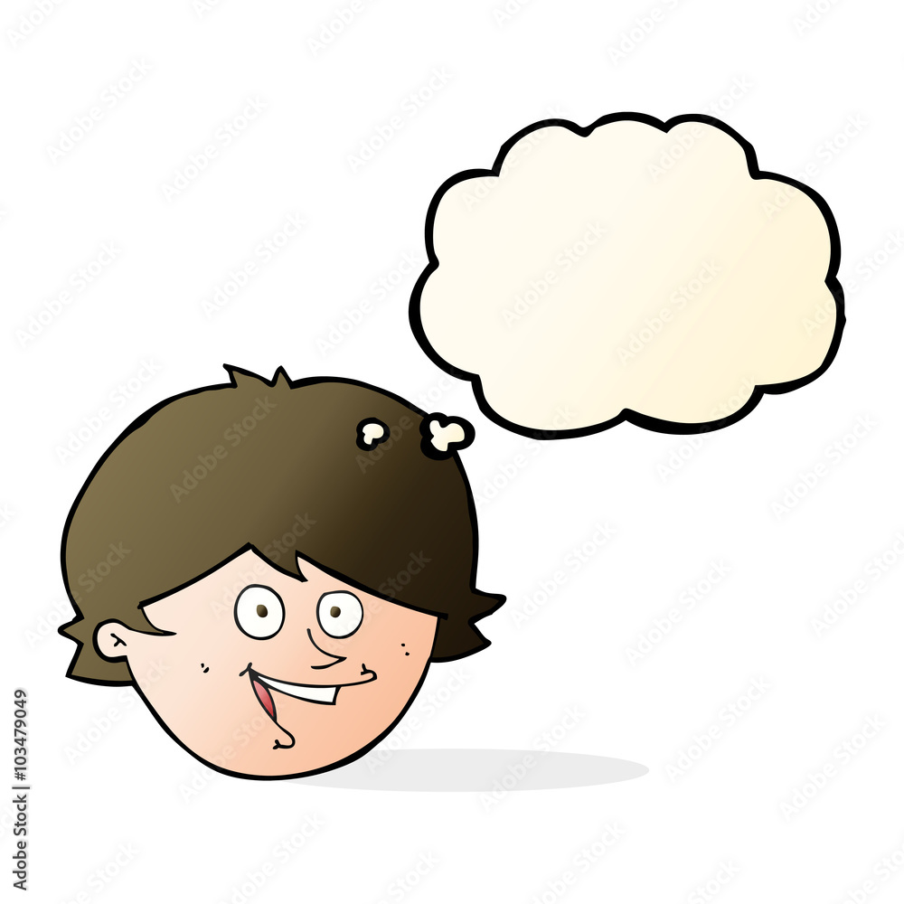 cartoon happy boy face with thought bubble cartoon happy boy face with thought bubble