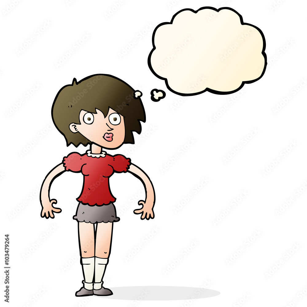 cartoon surprised woman with thought bubble cartoon surprised woman with thought bubble