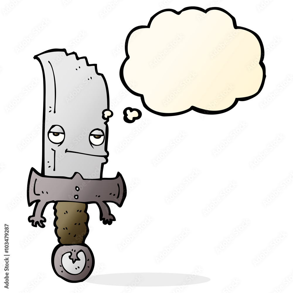 knife cartoon character with thought bubble knife cartoon character with thought bubble