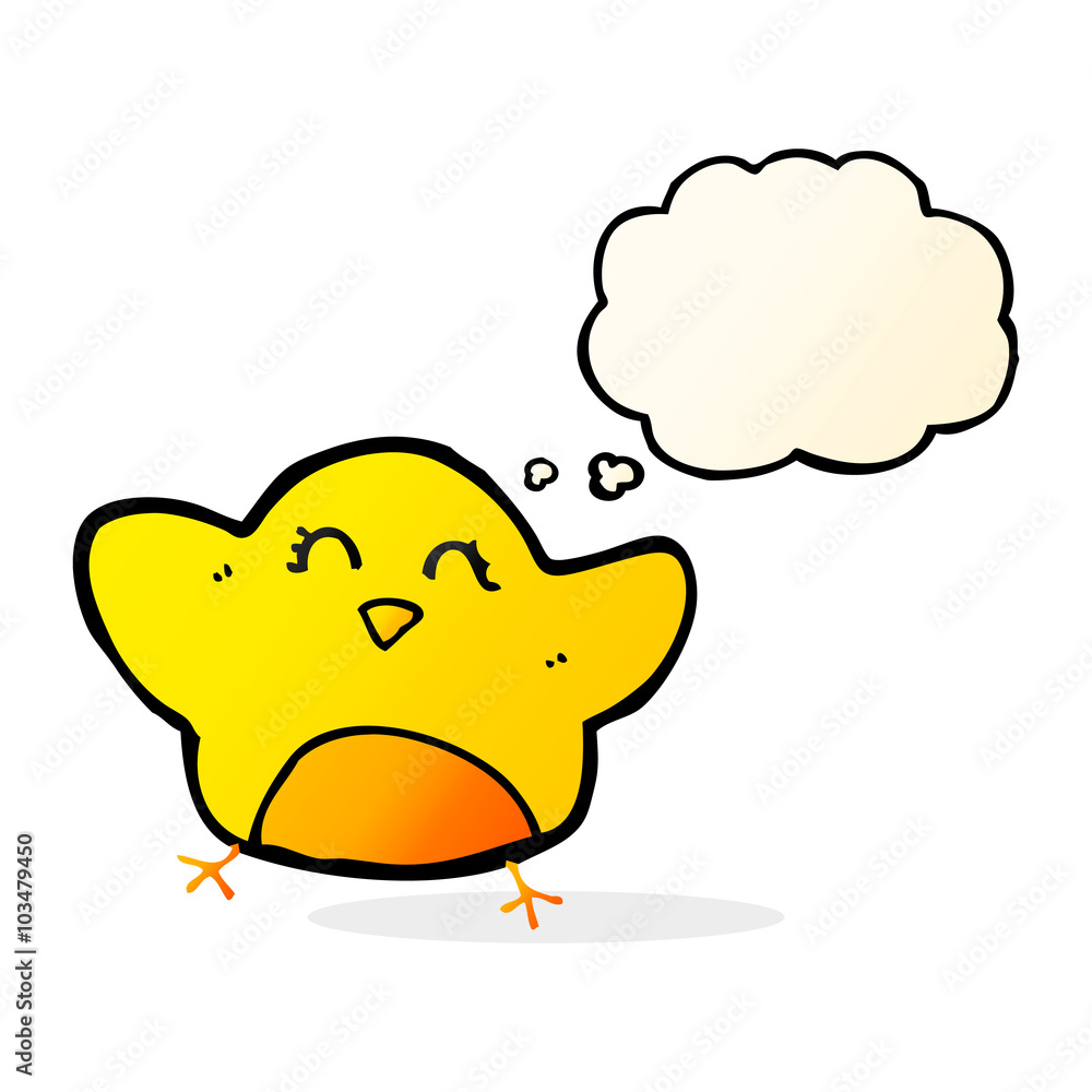 cartoon bird with thought bubble cartoon bird with thought bubble