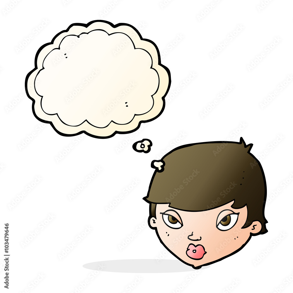 cartoon unimpressed woman with thought bubble cartoon unimpressed woman with thought bubble