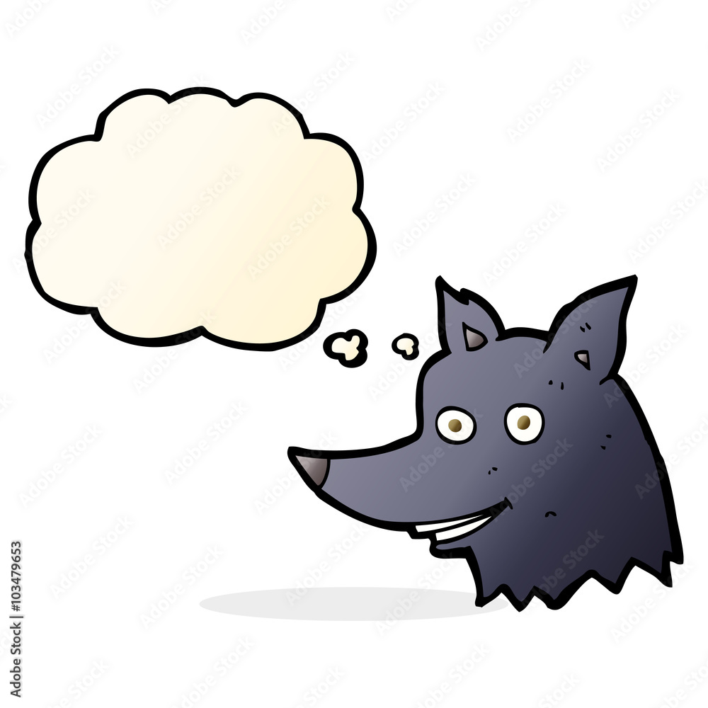cartoon wolf head with thought bubble cartoon wolf head with thought bubble