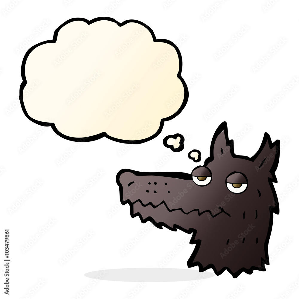 cartoon wolf head with thought bubble cartoon wolf head with thought bubble