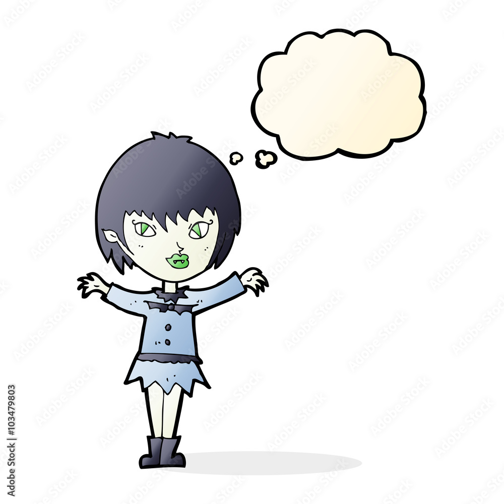 cartoon vampire girl with thought bubble cartoon vampire girl with thought bubble