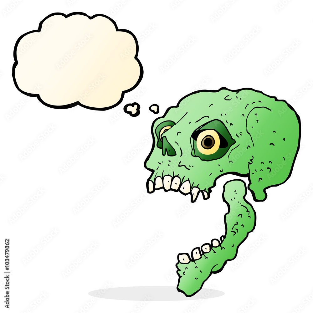cartoon scary skull with thought bubble cartoon scary skull with thought bubble