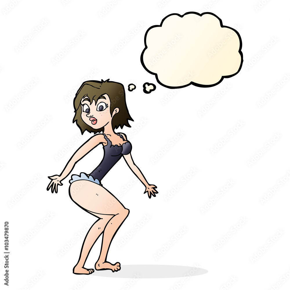 cartoon woman in lingerie with thought bubble cartoon woman in lingerie with thought bubble