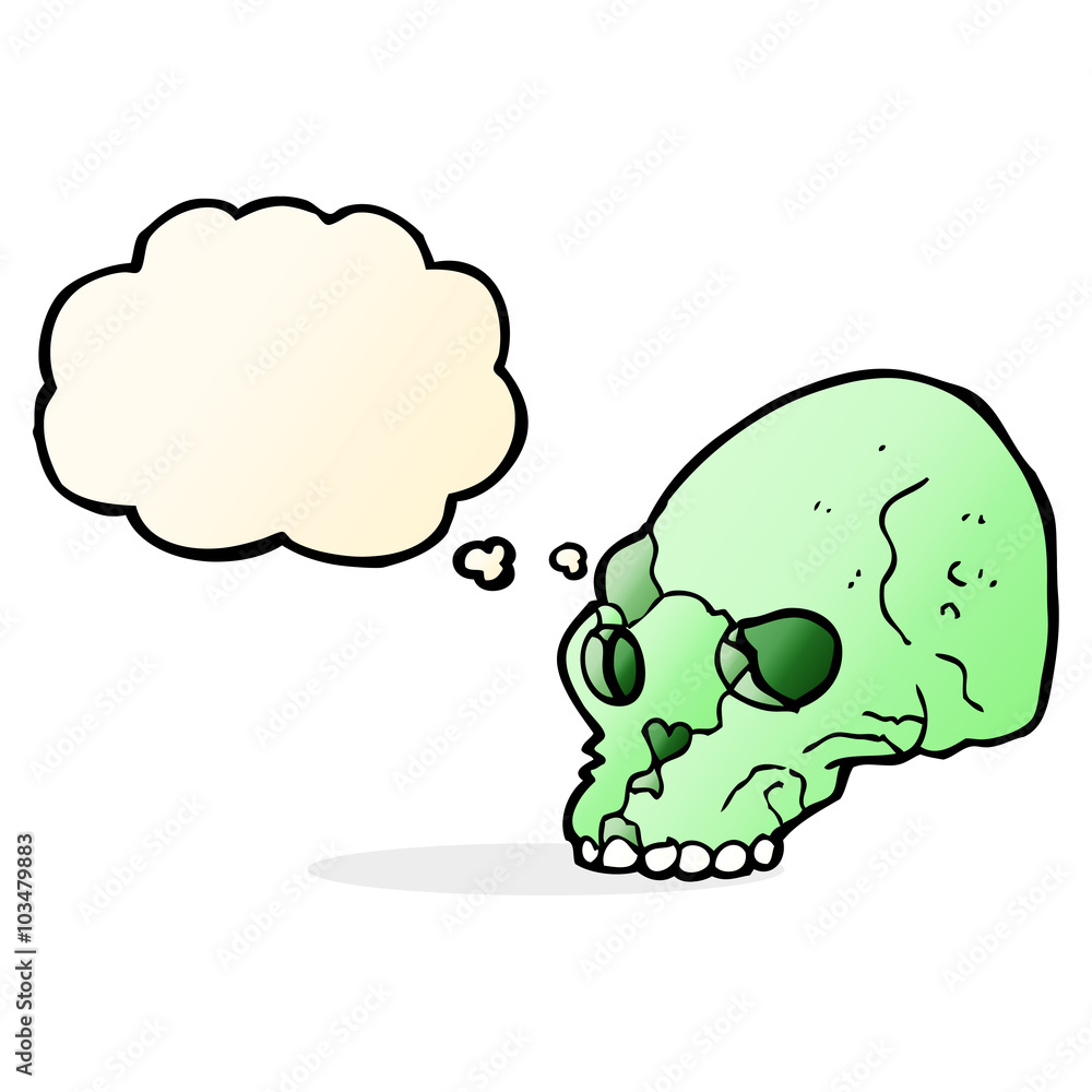 cartoon spooky skull with thought bubble cartoon spooky skull with thought bubble