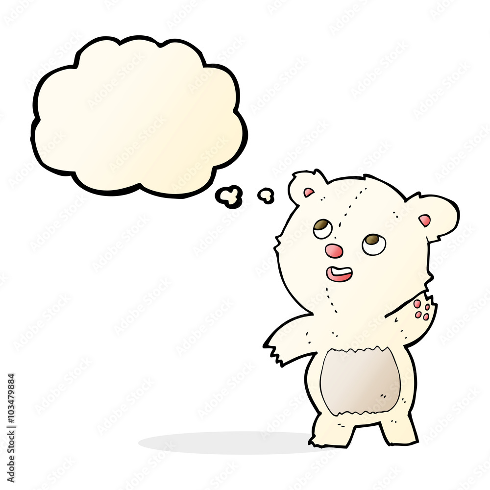 cartoon cute waving polar bear teddy with thought bubble cartoon cute waving polar bear teddy with thought bubble