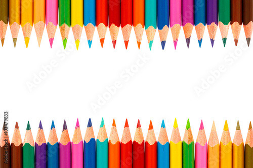 Colour pencils isolated on white background