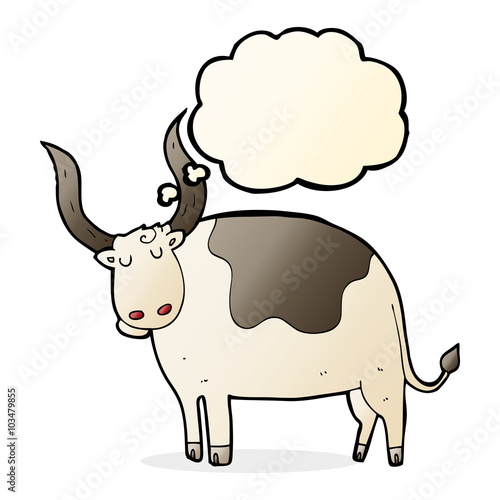 cartoon ox with thought bubble © lineartestpilot