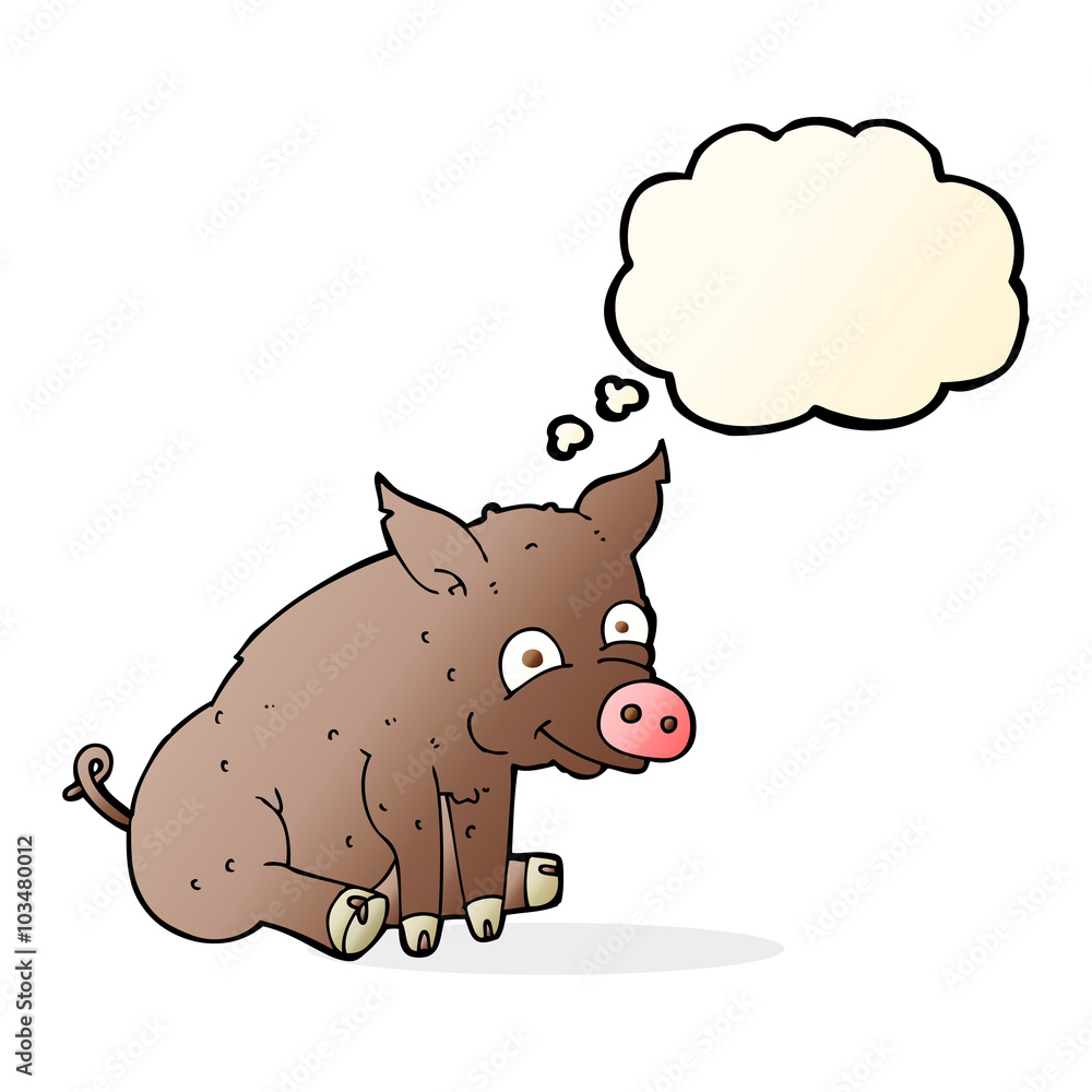 cartoon happy pig with thought bubble cartoon happy pig with thought bubble