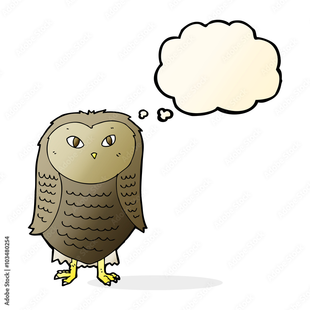 cartoon owl with thought bubble cartoon owl with thought bubble