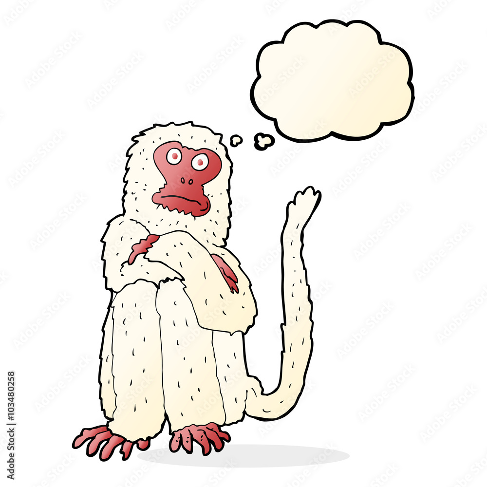 Fototapeta premium cartoon monkey with thought bubble