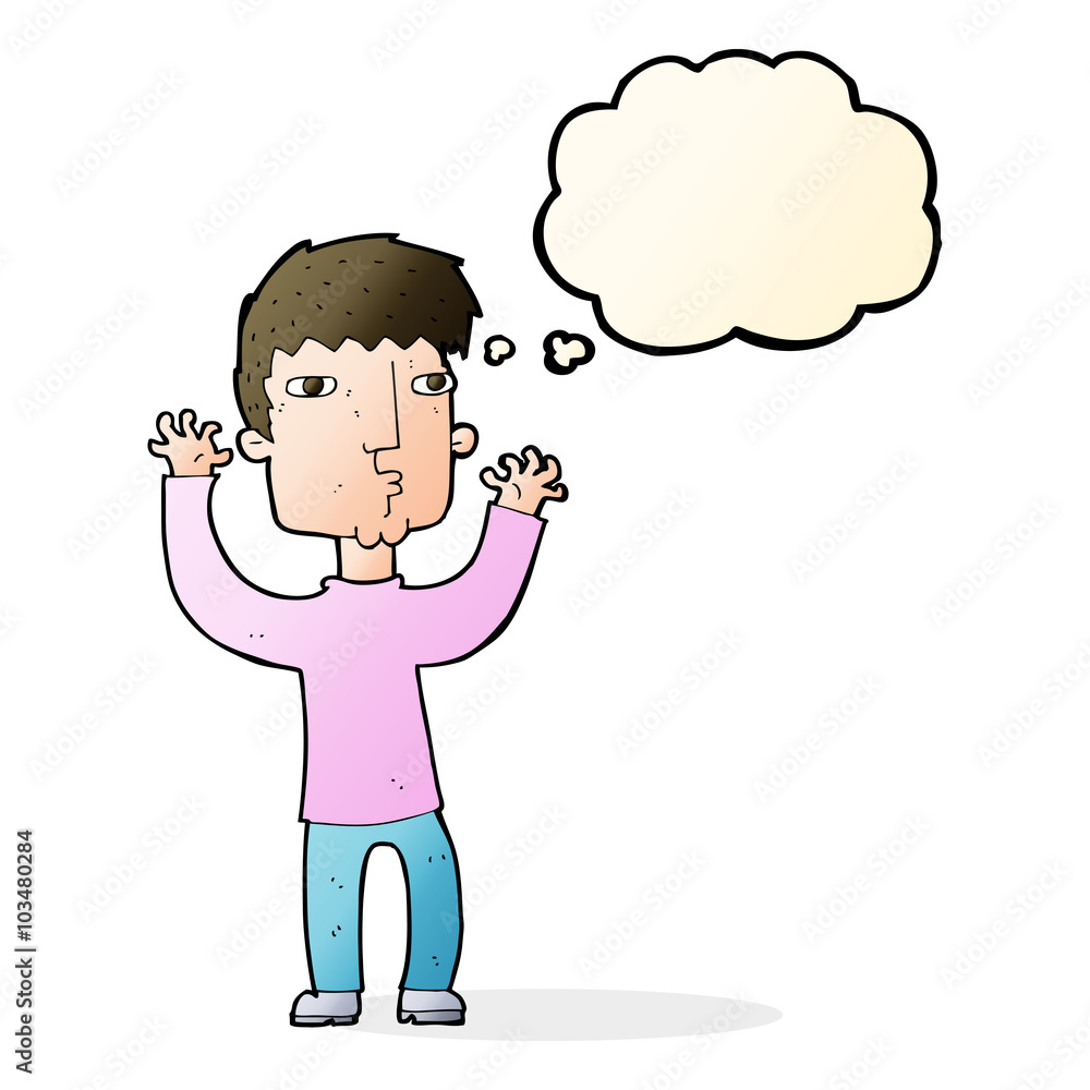 cartoon anxious man with thought bubble cartoon anxious man with thought bubble
