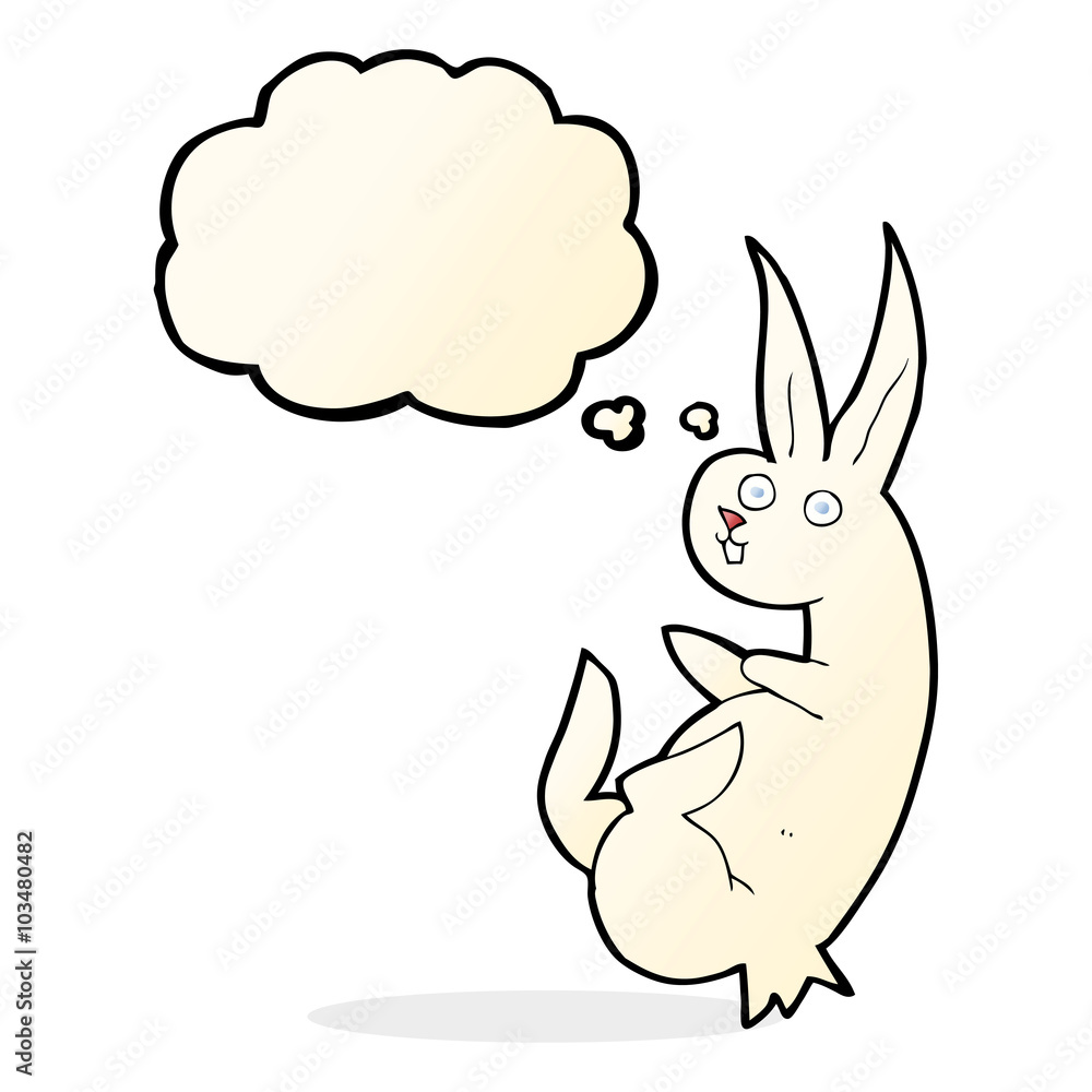 cue cartoon rabbit with thought bubble cue cartoon rabbit with thought bubble