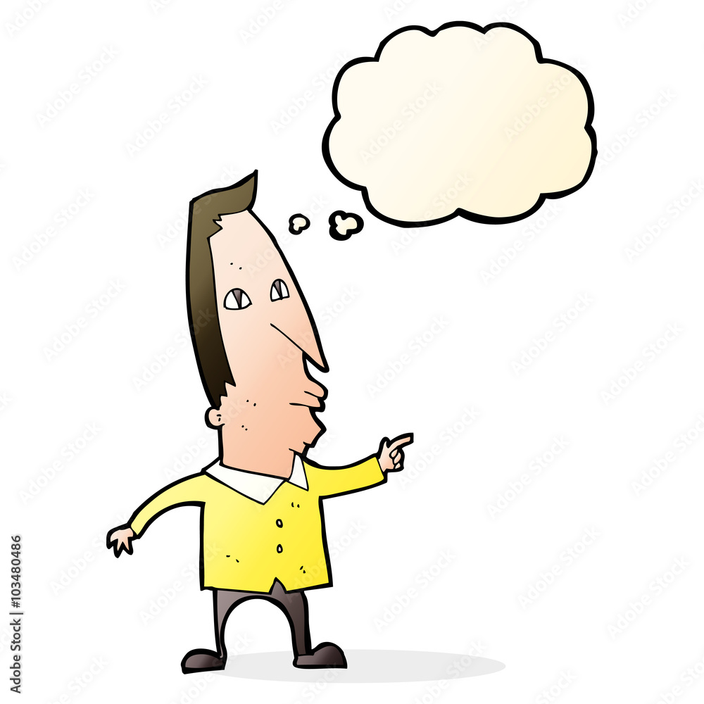 cartoon pointing man with thought bubble cartoon pointing man with thought bubble