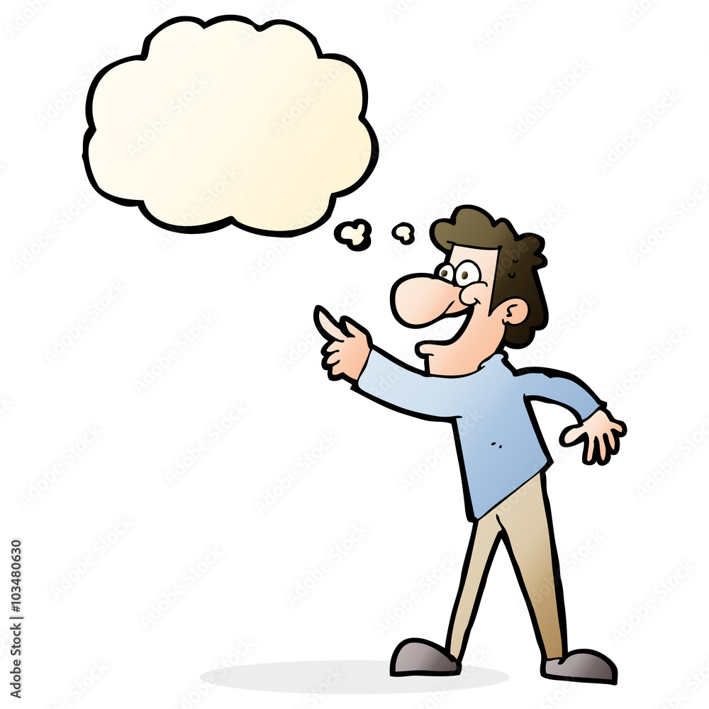 cartoon man pointing and laughing with thought bubble cartoon man pointing and laughing with thought bubble