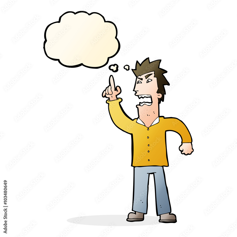 cartoon angry man making point with thought bubble cartoon angry man making point with thought bubble
