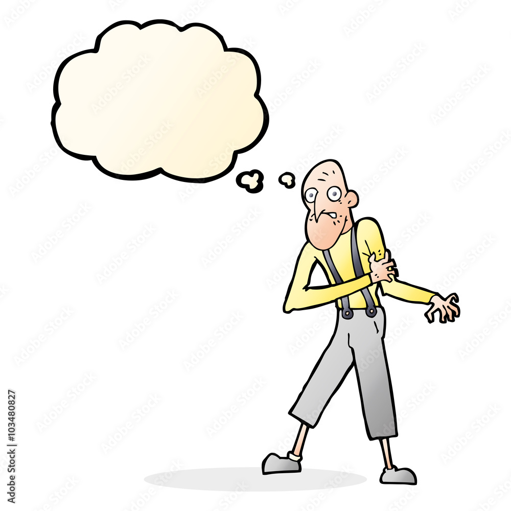 Fototapeta premium cartoon old man having heart attack with thought bubble