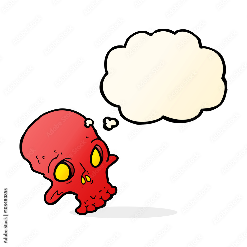 cartoon spooky skull with thought bubble cartoon spooky skull with thought bubble