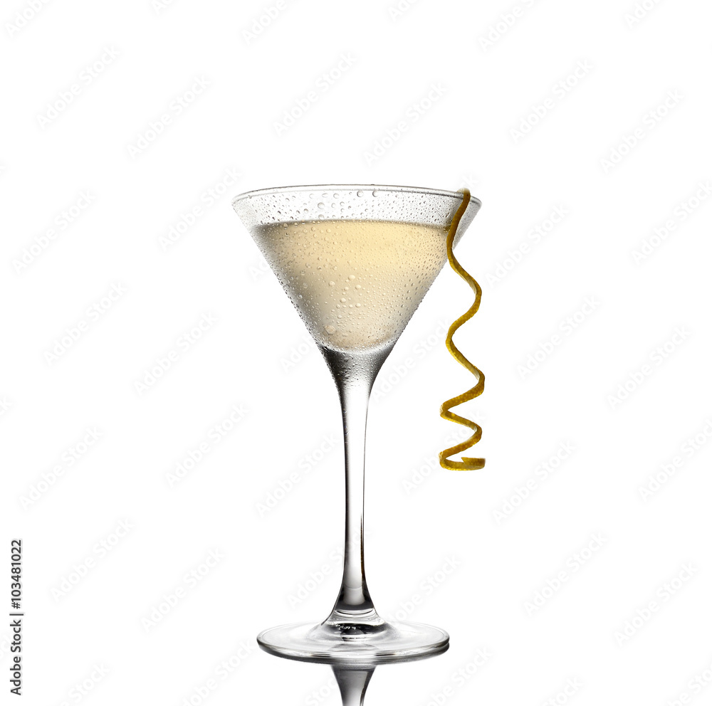 cold lemonade and a martini in a glass on a white background cold lemonade and a martini in a glass on a white background