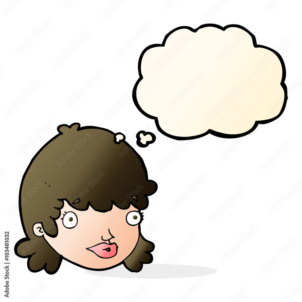 cartoon staring girl with thought bubble cartoon staring girl with thought bubble