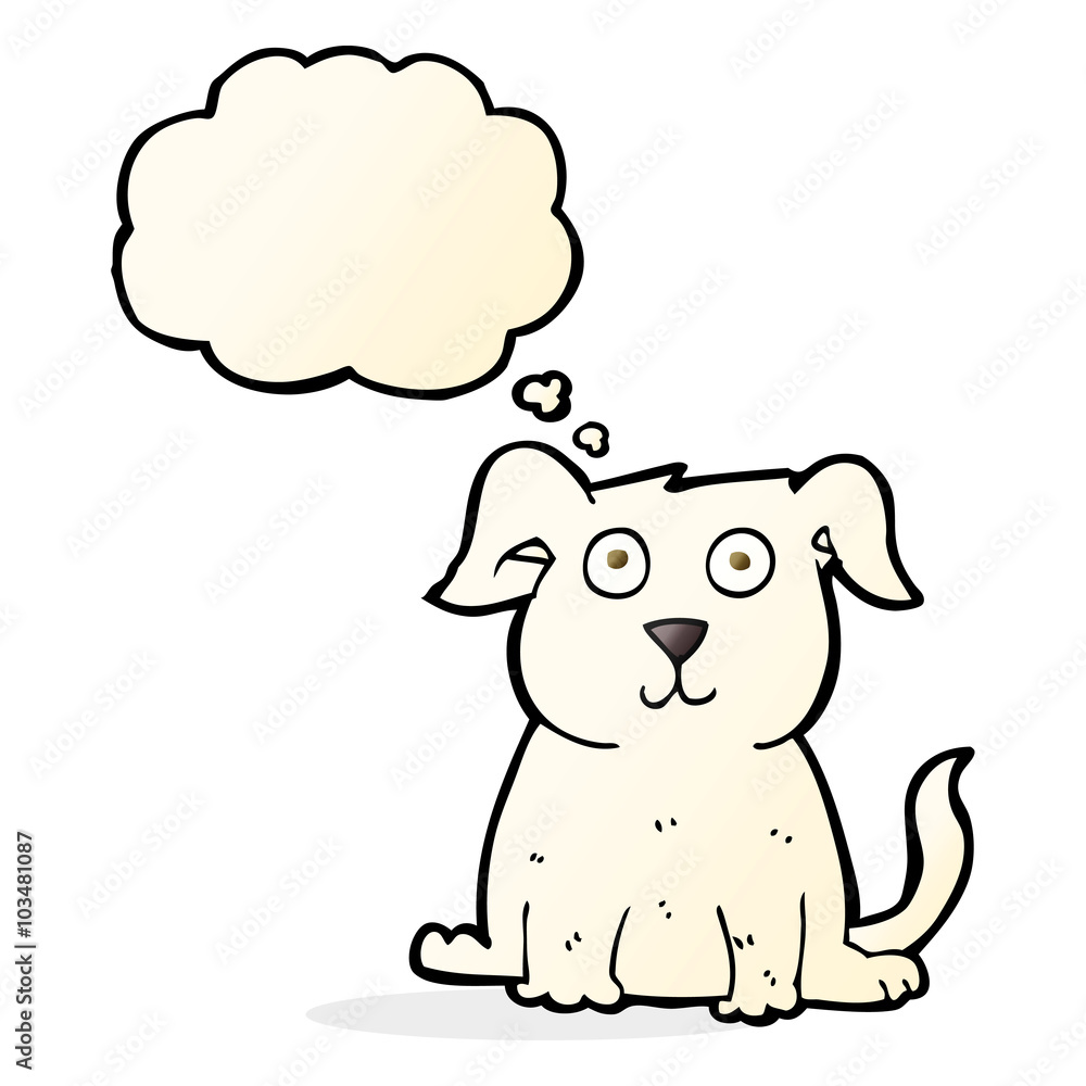 Fototapeta premium cartoon happy dog with thought bubble