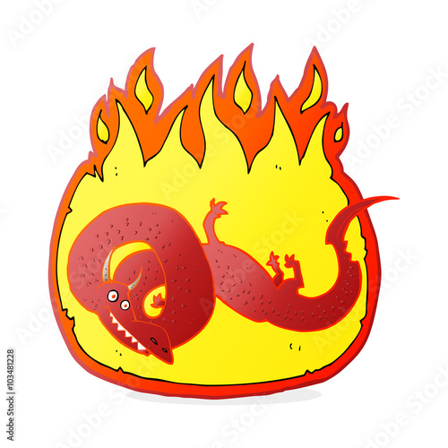 cartoon flaming dragon