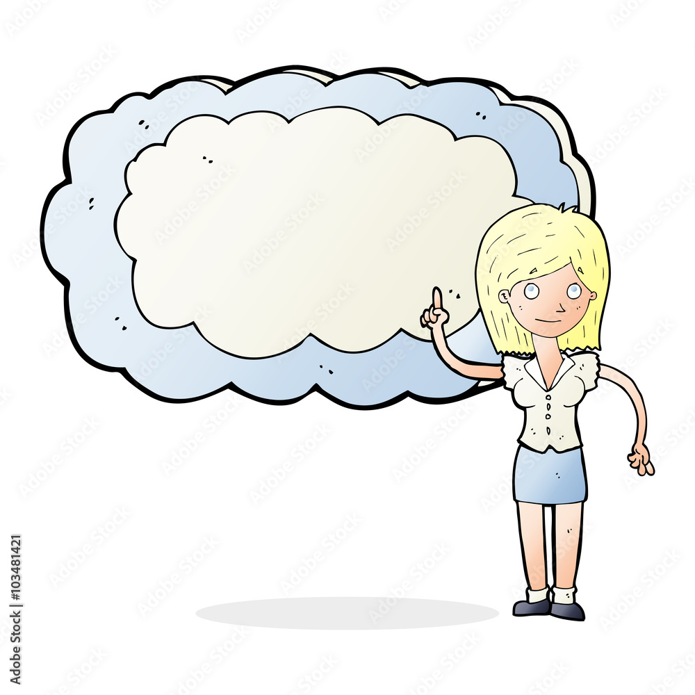 cartoon woman with text space cloud cartoon woman with text space cloud