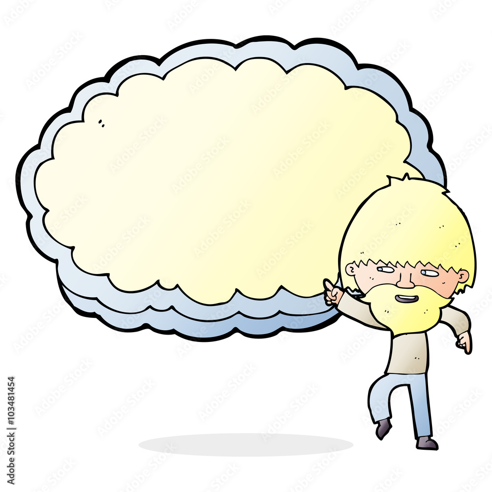 cartoon man pointing at text cloud space cartoon man pointing at text cloud space