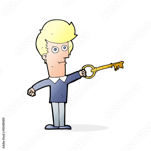 cartoon man with key
