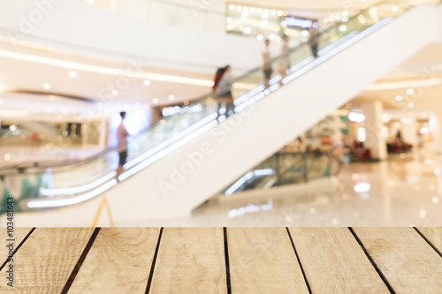 Wallpaper Mural Empty top of wooden table and supermarket blur background Torontodigital.ca