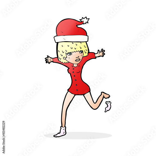 cartoon woman excited for christmas