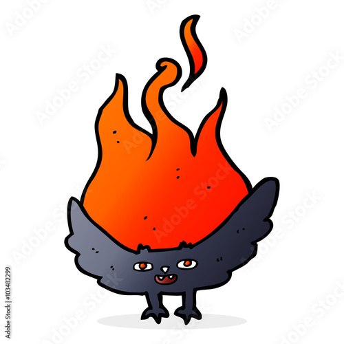 cartoon flaming halloween bat