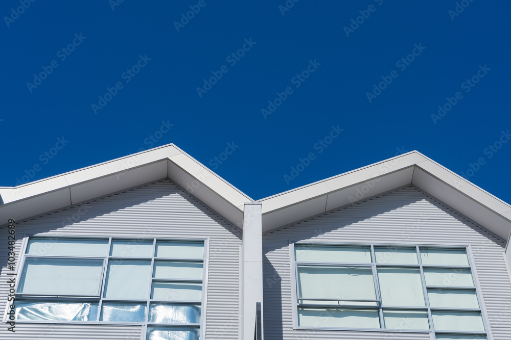 Houses against clear blue sky Houses against clear blue sky