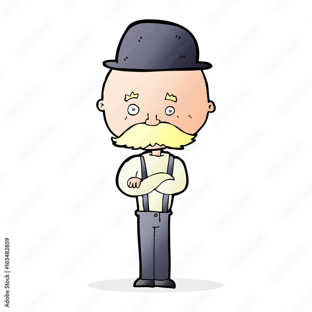Obraz premium cartoon man wearing bowler hat