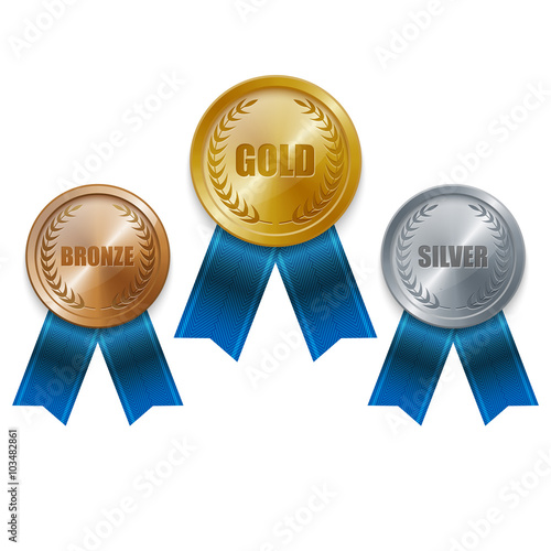 Set of gold, silver and bronze medals.vector