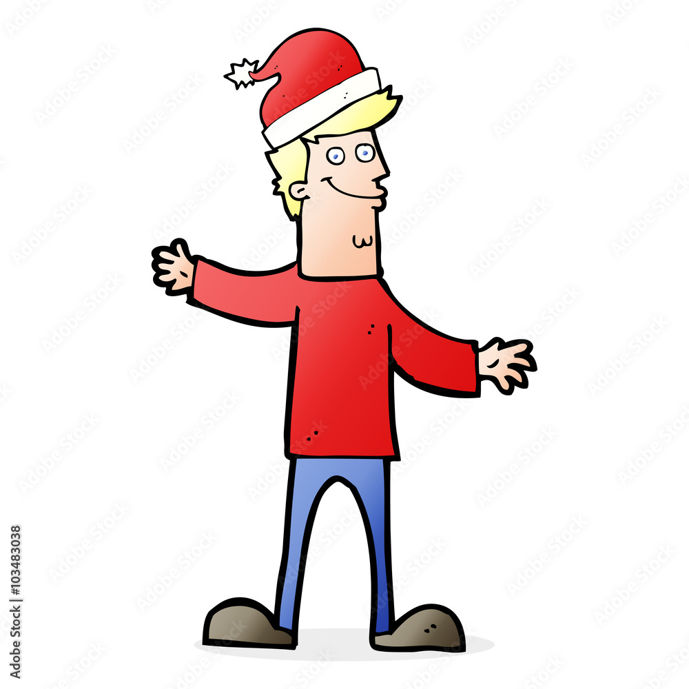 cartoon man ready for christmas