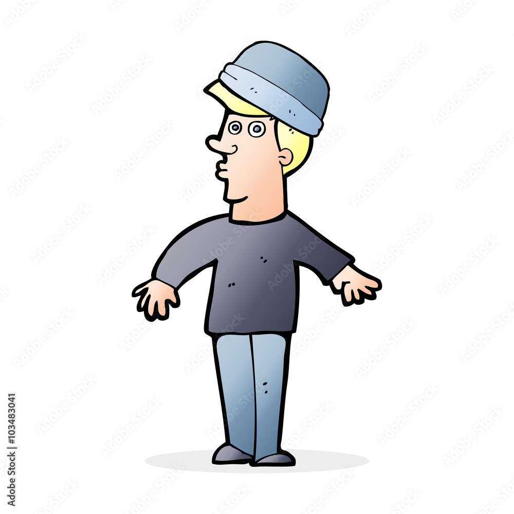 cartoon man wearing hat