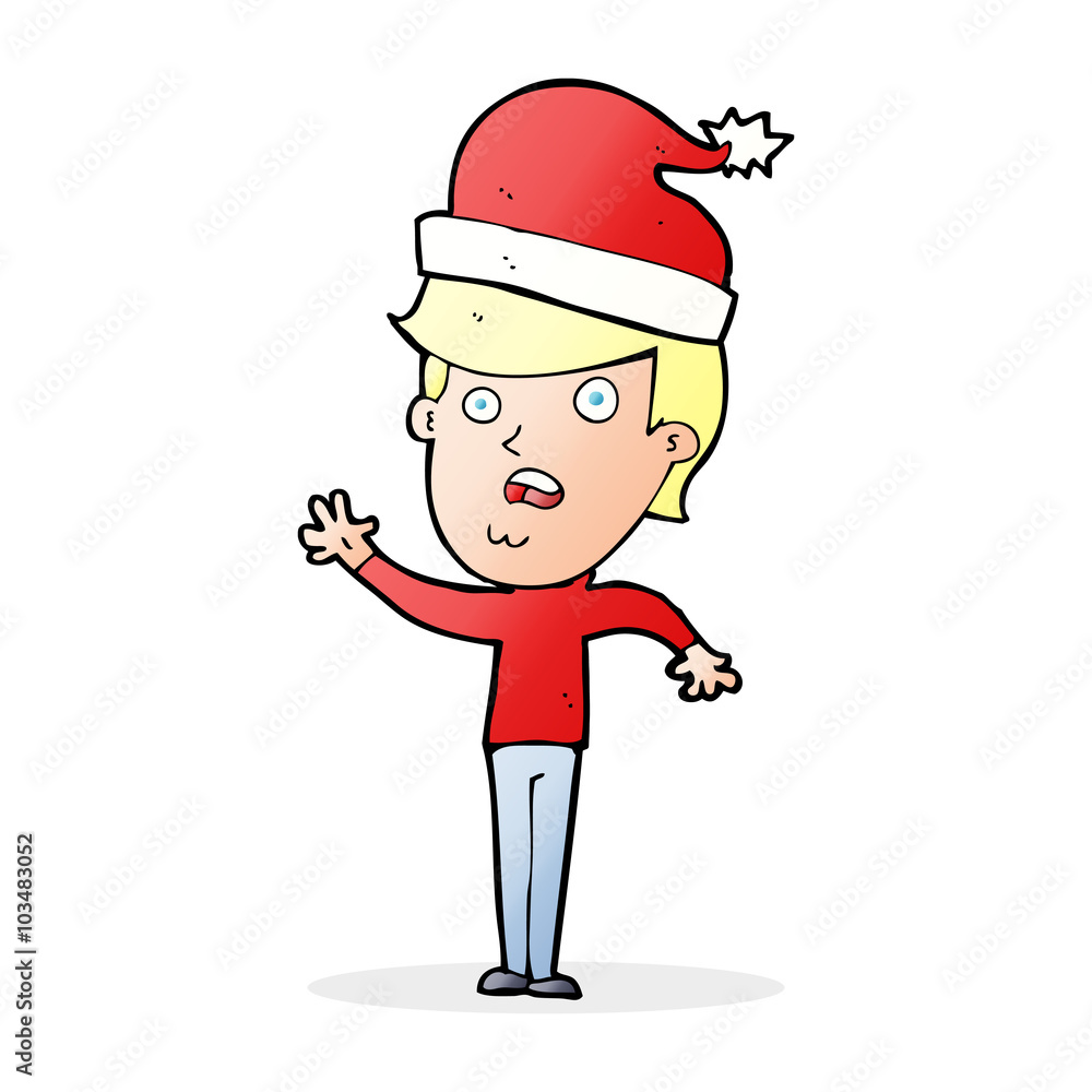 cartoon man ready for christmas