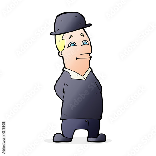 cartoon man wearing bowler hat