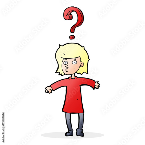 cartoon woman asking question
