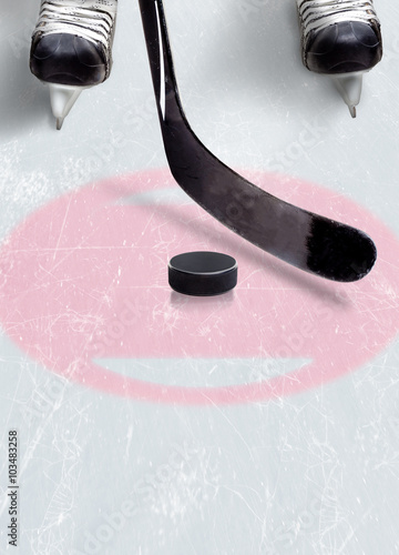Ice Hockey Face Off Spot With Copy Space