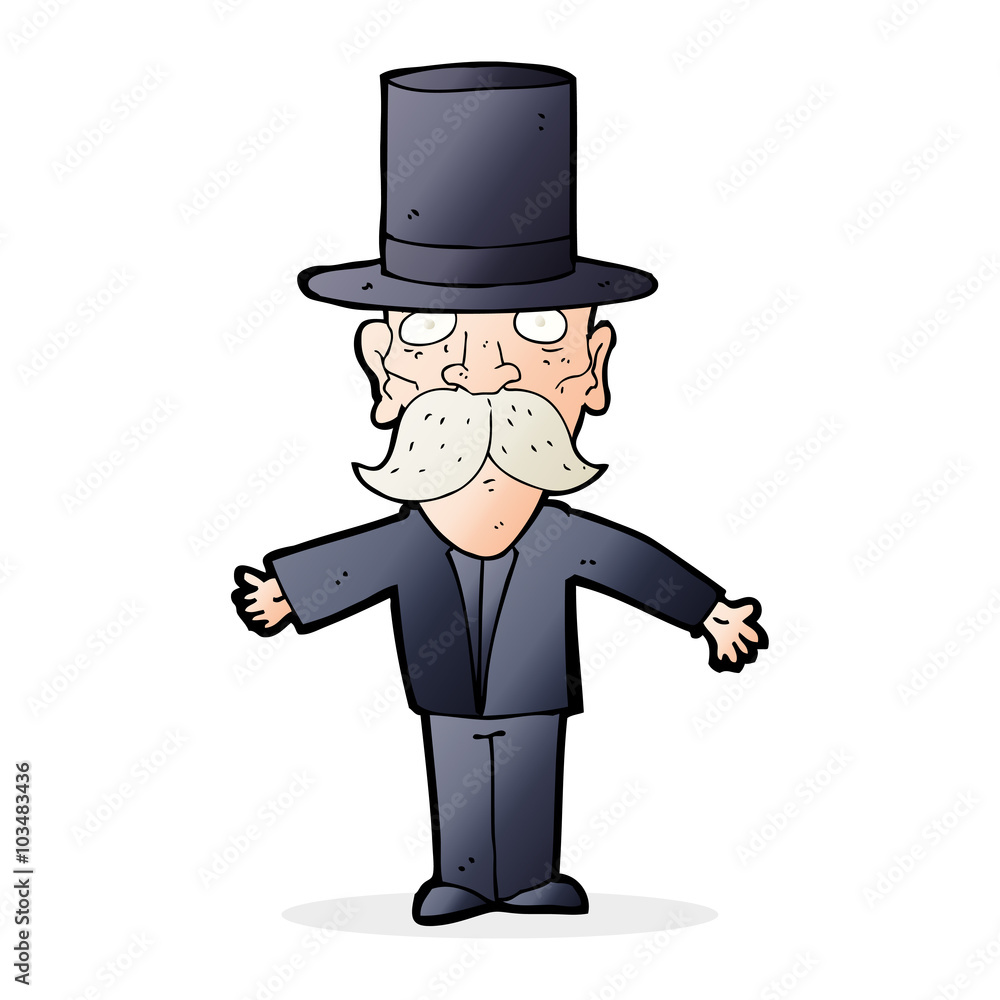 cartoon man wearing top hat