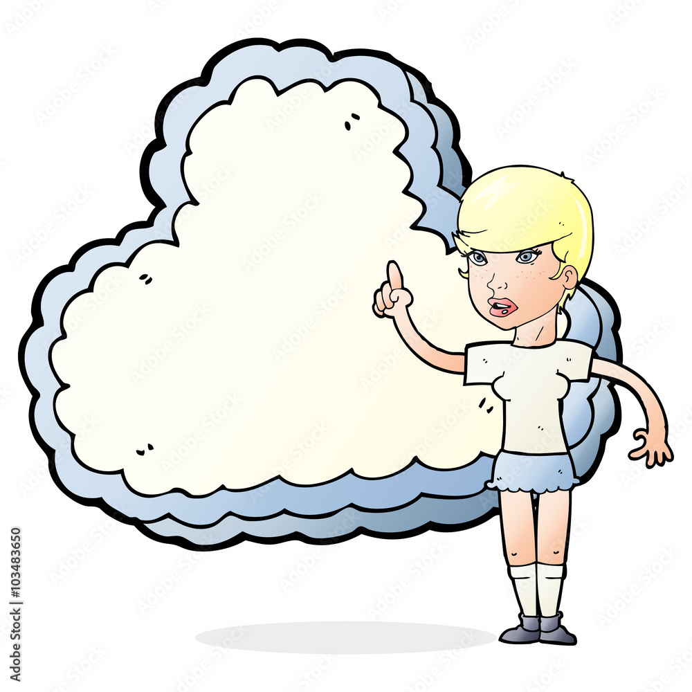 Fototapeta premium woman with text space cloud