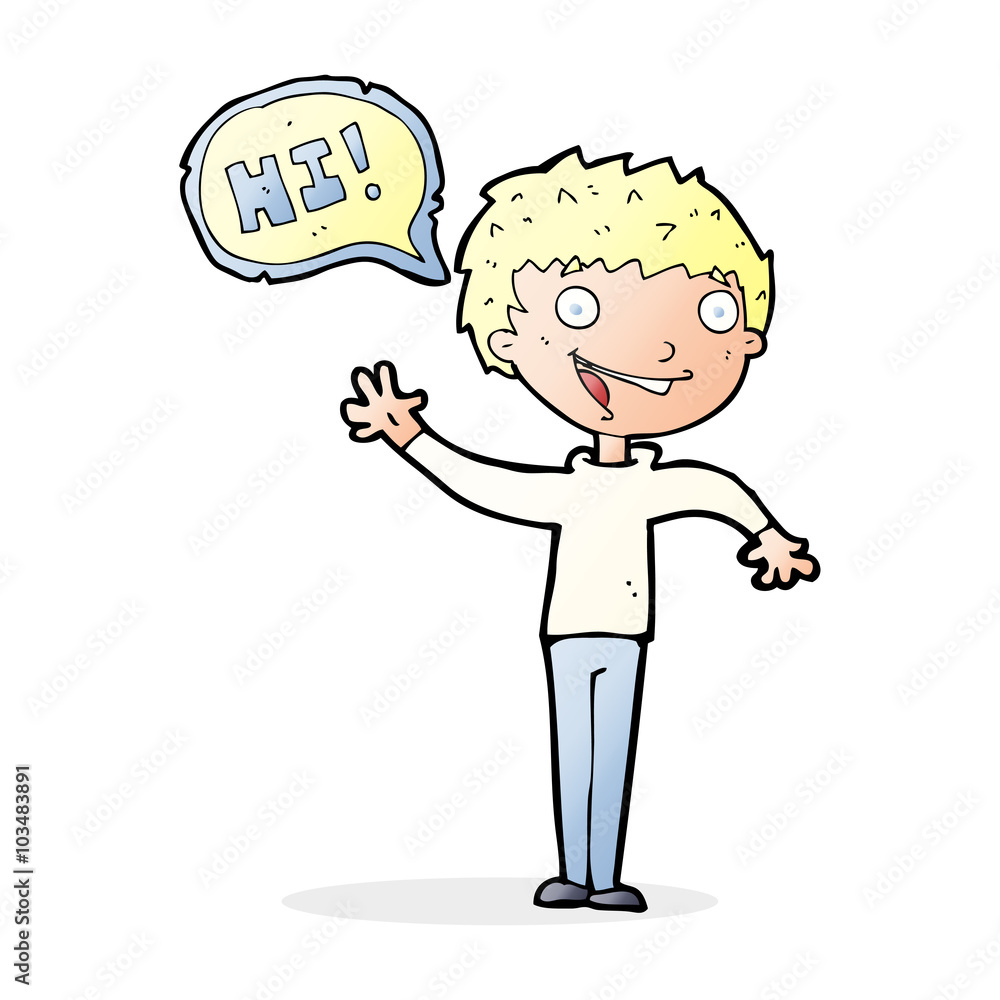 cartoon boy saying hi cartoon boy saying hi