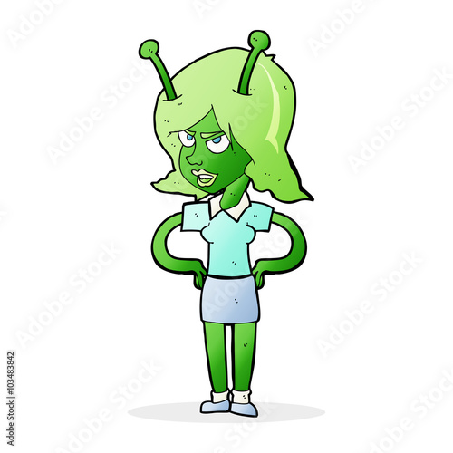 cartoon alien woman