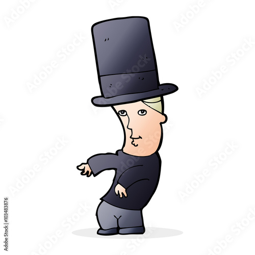 cartoon man wearing top hat